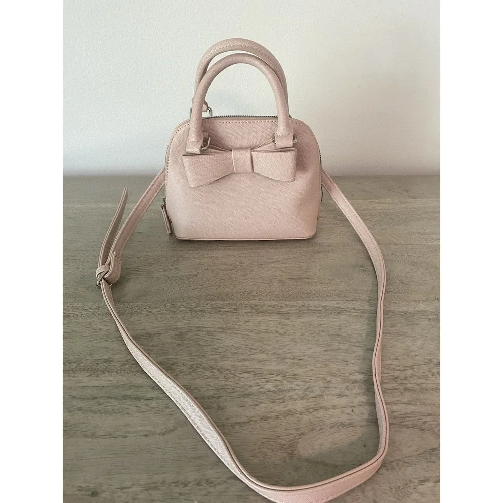 Adorable Betsey Johnson Blush Pink Mini‎ Satchel Crossbody Bag with Bow Detail
